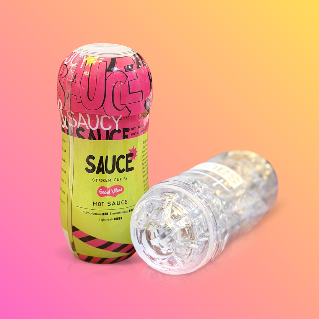 Sauce Cup stroker personal massager with textured interior for comfort